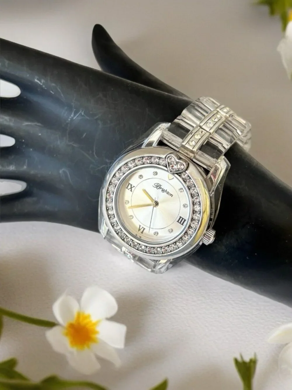 BRIGHTON DANA POINT WATCH WITH A Crystal Band FINISH & CRYSTAL ACCENTS NEW BATT